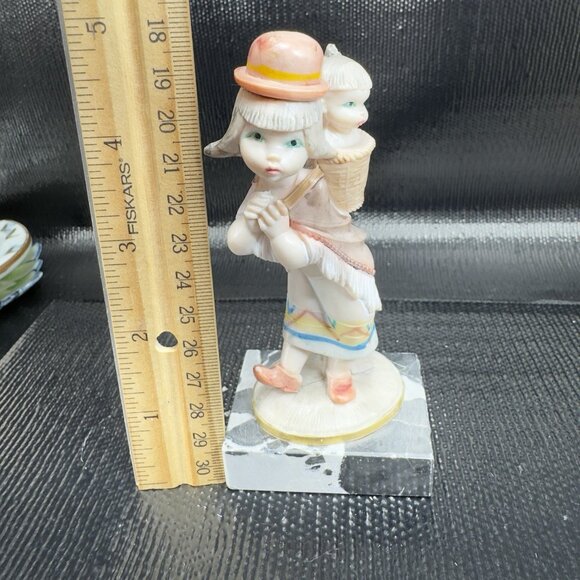 Simonelli Fontanini Carrara Marble Base Depose Italy Figurine Native Girl W Baby - Picture 2 of 10